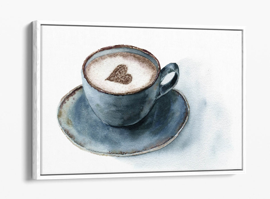 Canvas Wall Art - Watercolour Heart Print On Float Effect Canvas With Custom Deep Frame