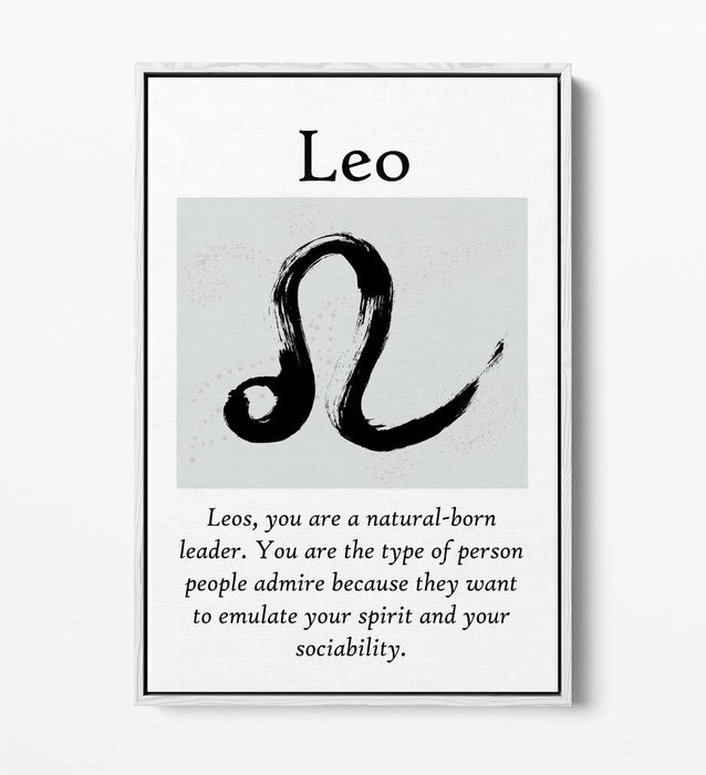 LEO STAR SIGN ZODIAC ASTROLOGY QUOTE -FLOAT EFFECT CANVAS WALL ART PRINT