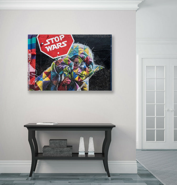 STAR WARS YODA STOP WARS ANTI WAR CANVAS WALL ART PRINT ARTWORK FRAMED POSTER