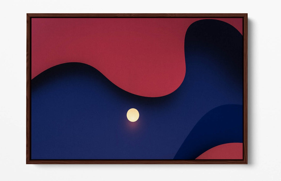 Canvas Wall Art - Moon In Blue Sky Abstract Canvas Print | Float Effect Frame