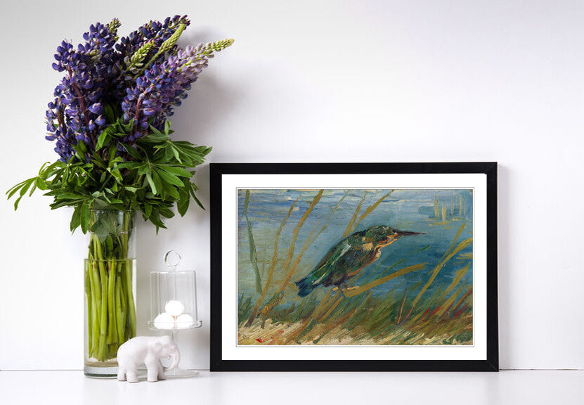 Van Gogh Framed Wall Art – Kingfisher Bird Print on Matte Paper Poster