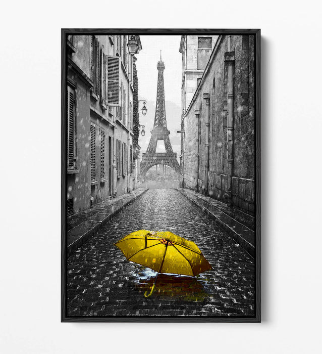 Canvas Wall Art – Yellow Umbrella Float Effect on Custom MDF Frame, Handmade UK