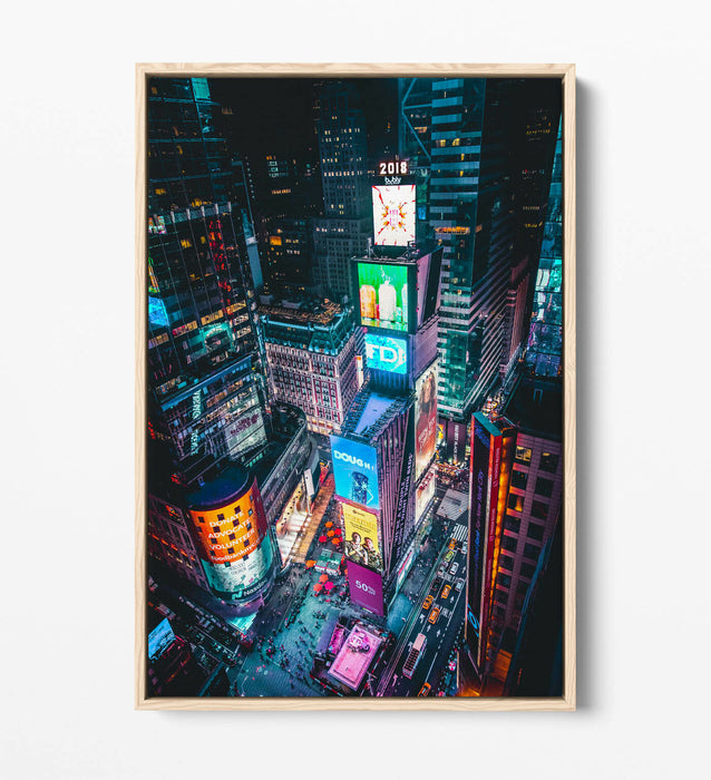 TIMES SQUARE BY NIGHT -FLOAT EFFECT CANVAS WALL ART PIC PRINT-