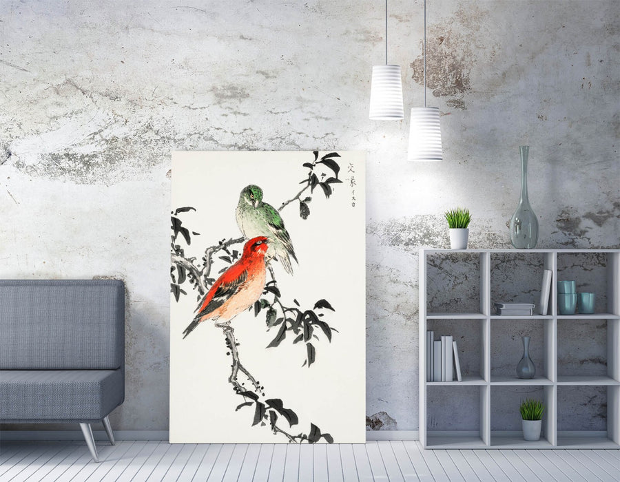 Canvas Wall Art - Numata Kashu Crossbill Bird Print | Handmade UK Artwork