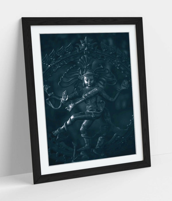 Dancing Shiva Poster – Handmade UK Framed Wall Art | Hinduism Art Print Grey