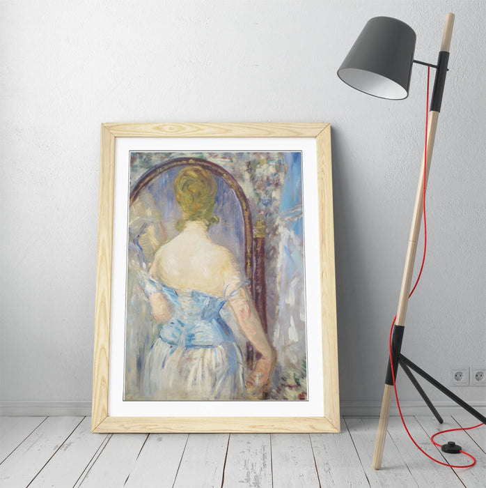 Framed Art Poster - Woman Before Mirror Art Print | UK Made Natural Wood Frame