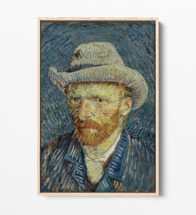 VAN GOGH SELF PORTRAIT -FLOAT EFFECT CANVAS WALL ART PIC PRINT- BLUE ORANGE
