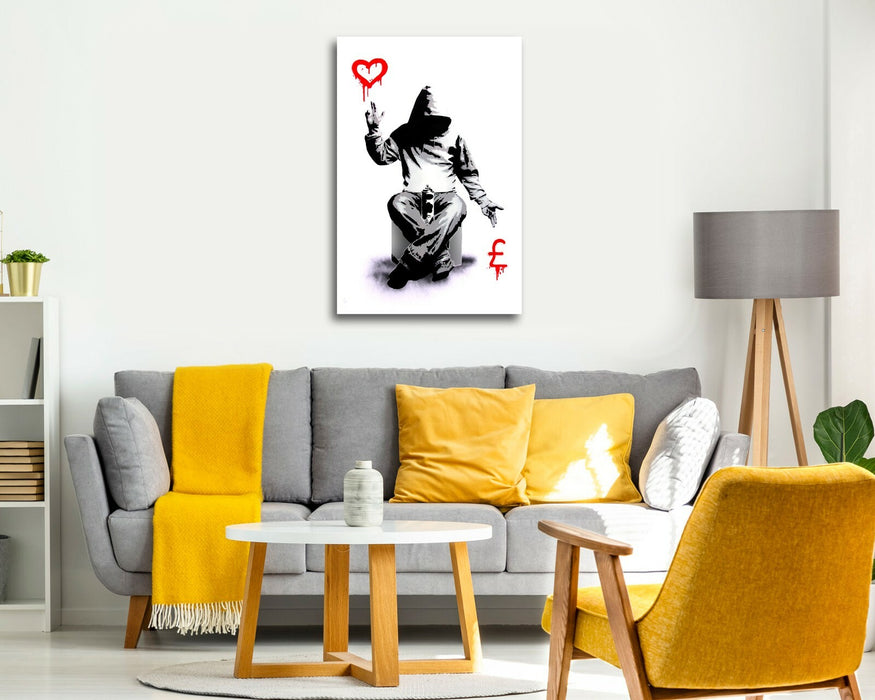 BANKSY LOVE OR MONEY GRAFFITI CANVAS WALL ART PRINT ARTWORK PAINTING DEEP FRAMED