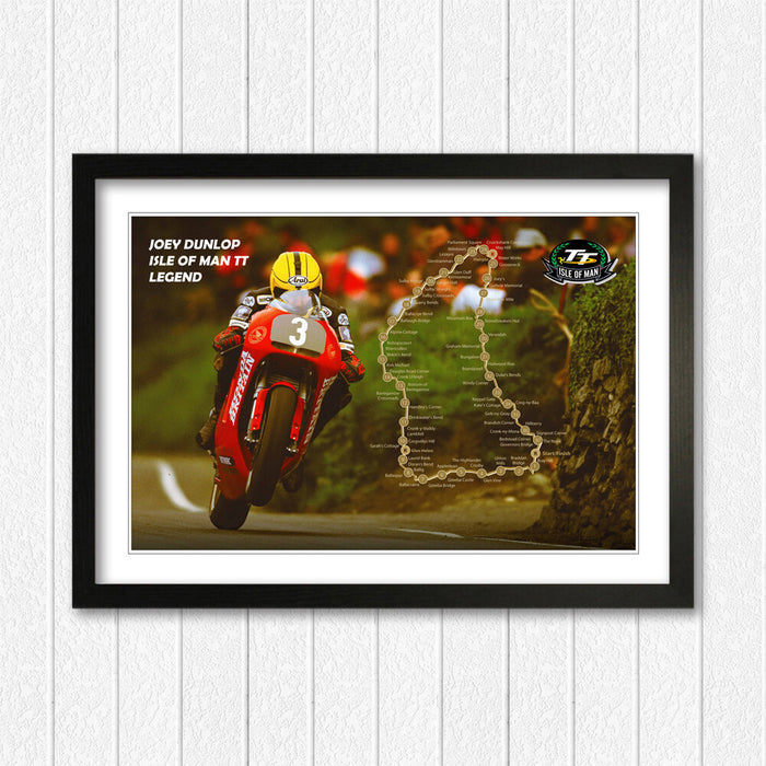 Isle of Man TT Poster - Joey Dunlop Racing Legend Framed Motorcycle Art Print