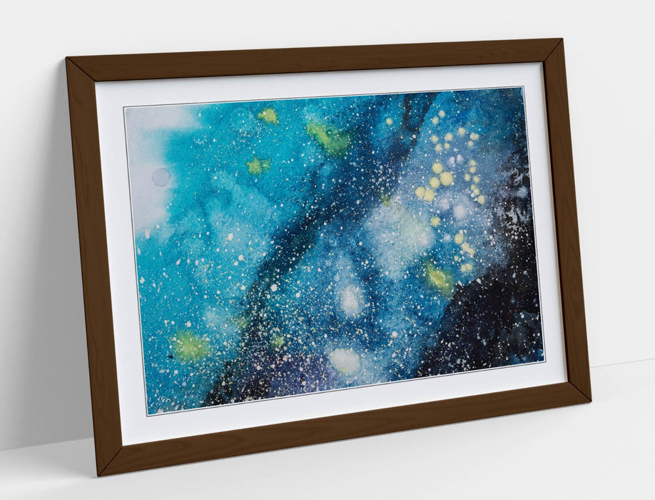Framed Wall Art Abstract Blue Splash Painting – Modern Home Decor Print