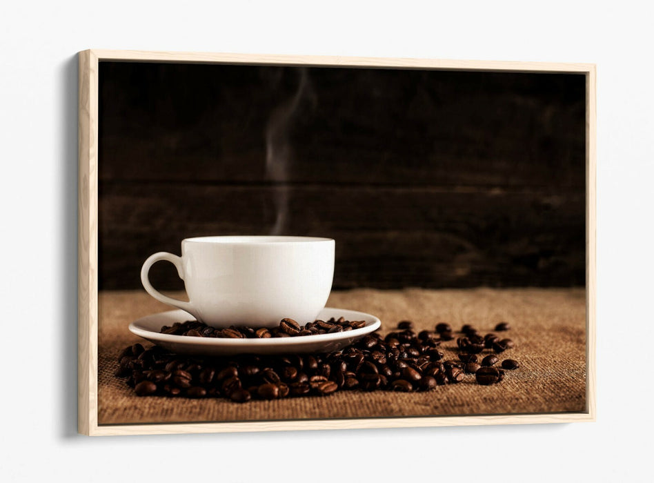 Canvas Wall Art - Coffee Cup Canvas With Float Effect | Handmade UK Premium Varnish Finish