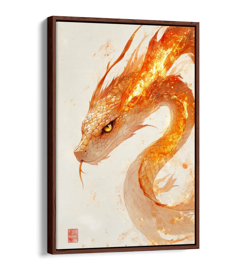 Canvas Wall Art - Fiery Snake Print On Float Effect Canvas With 30mm Frame