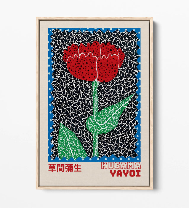 YAYOI KUSAMA RED ROSE FLORAL CONTEMPORARY DECOR FLOAT EFFECT CANVAS ART PRINT