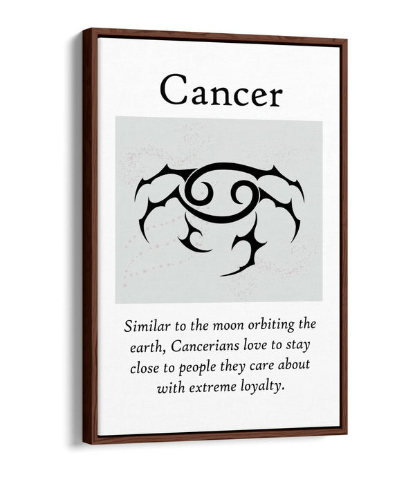 CANCER STAR SIGN ZODIAC ASTROLOGY QUOTE -FLOAT EFFECT CANVAS WALL ART PRINT