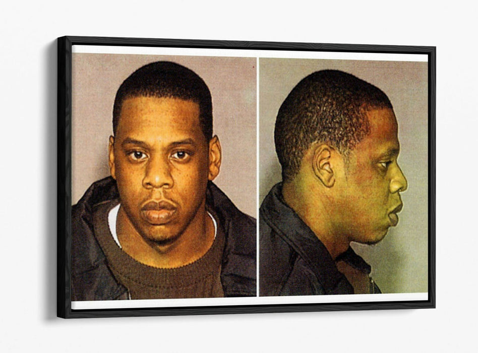 JAY Z MUGSHOT -FLOAT EFFECT CANVAS WALL ART PIC PRINT- GREY BLACK
