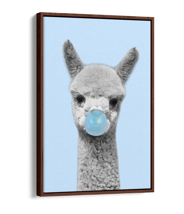 ALPACA BLACK WHITE BABY BLUE BUBBLEGUM FLOAT EFFECT CANVAS WALL ART PIC PRINT