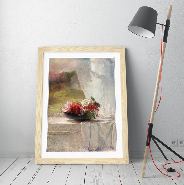 Framed Art Poster - John La Farge, Flowers On Window Ledge | Matte Paper Print