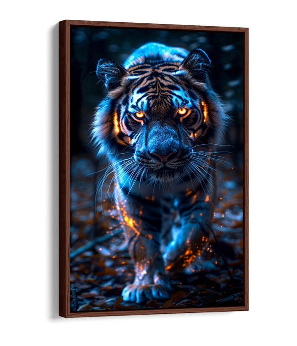 Glowing Tiger Canvas - Orange Animal Wall Art | Float Effect Canvas Print