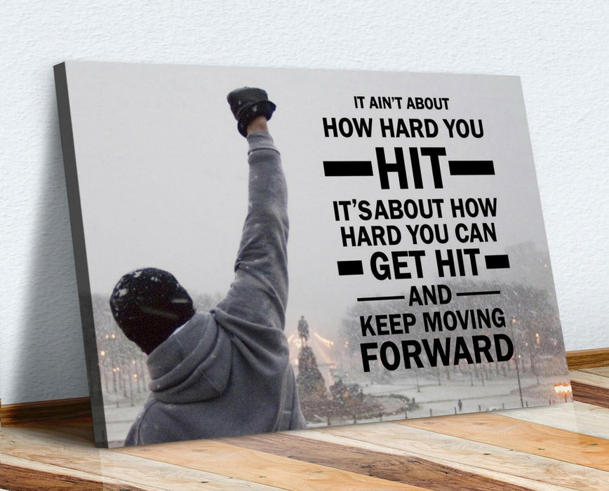 Motivational Canvas Wall Art – Rocky Steps Quote Framed Print, Ready to Hang