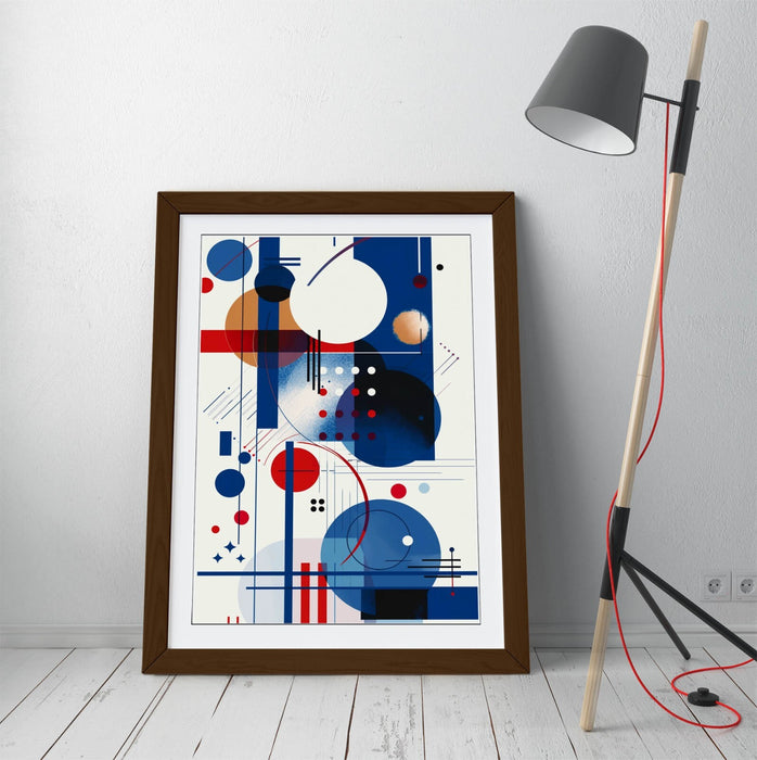 Framed Wall Art - Blue Red Abstract Kandinsky Style Modern Print - UK Handmade