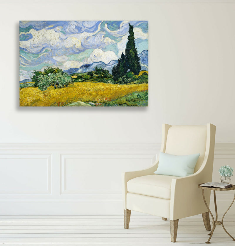 Van Gogh Canvas Art – Wheat Field with Cypresses Premium Handmade Canvas Print