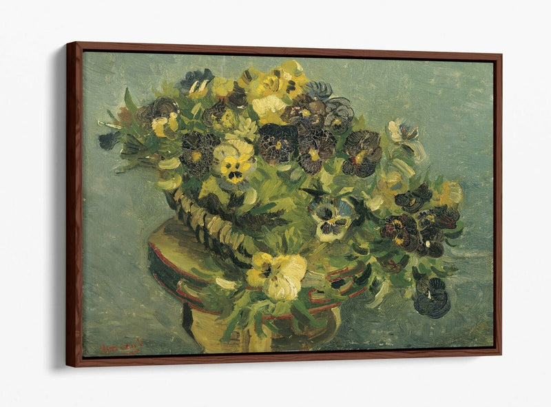 VINCENT VAN GOGH, BASKET WITH VIOLETS -FLOAT EFFECT CANVAS ART PRINT