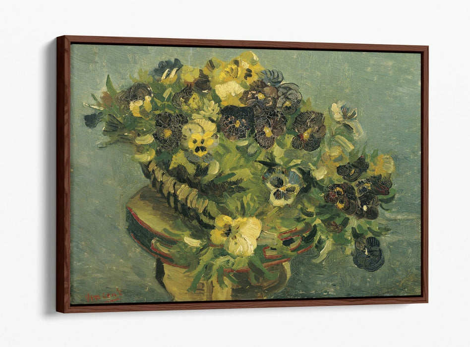 VINCENT VAN GOGH, BASKET WITH VIOLETS -FLOAT EFFECT CANVAS ART PRINT