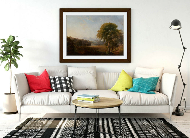 Framed Wall Art - Robert S Duncanson Landscape Picture Print With Woodgrain Frame