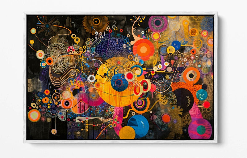 Float Effect Canvas Art - Abstract Multi Colour Artwork on Custom Deep Frame
