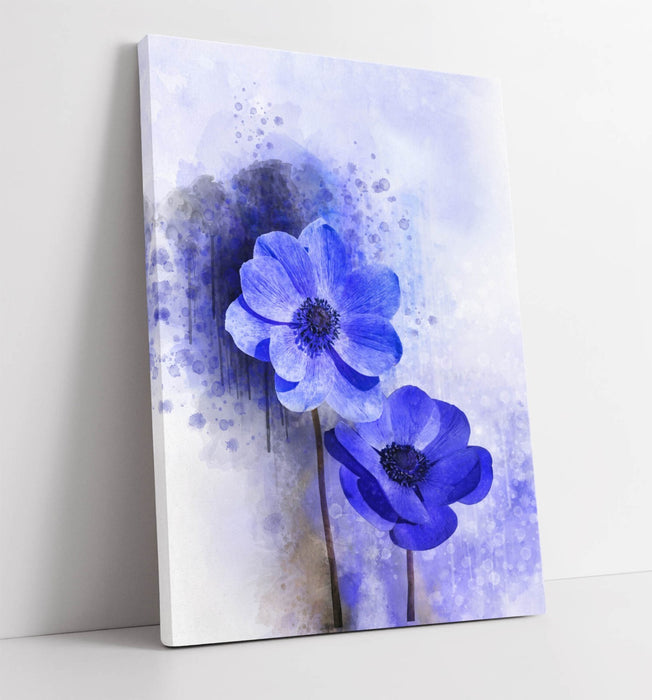 Flower Canvas Art - Blue Purple Flowers Botanical Canvas Print | Ready To Hang Wall Art