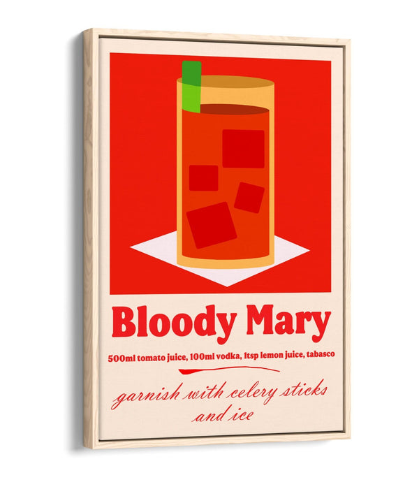 Bloody Mary Canvas Art - Premium Float Effect Cocktail Wall Decor Print