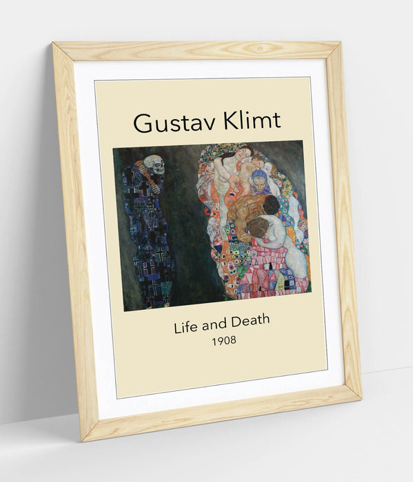 Framed Wall Art Gustav Klimt Print - Life And Death Poster With Faux Wood Frame