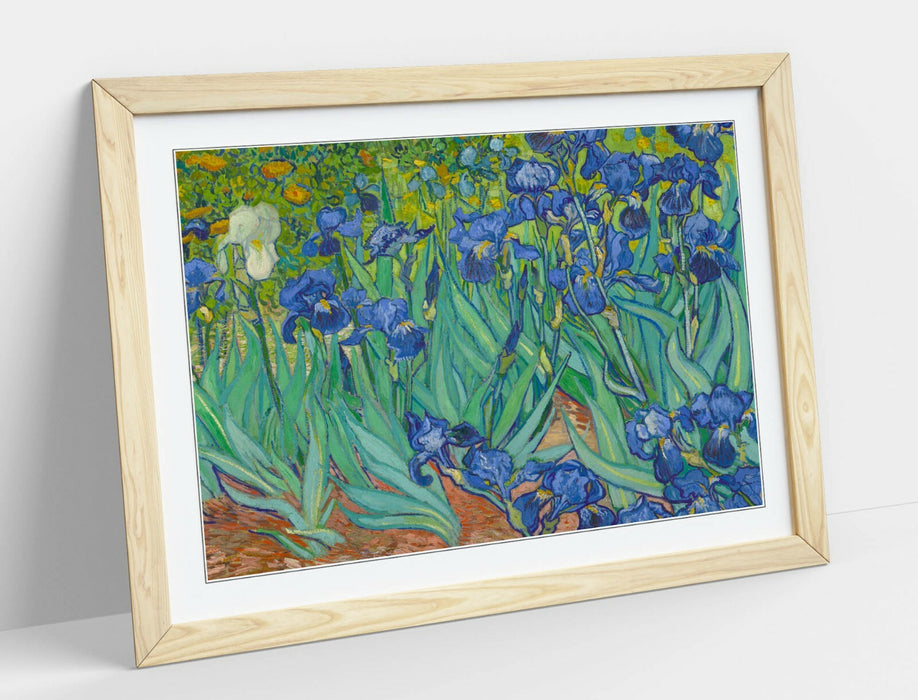 VAN GOGH IRISES -ART FRAMED POSTER PICTURE PRINT ARTWORK- BLUE GREEN