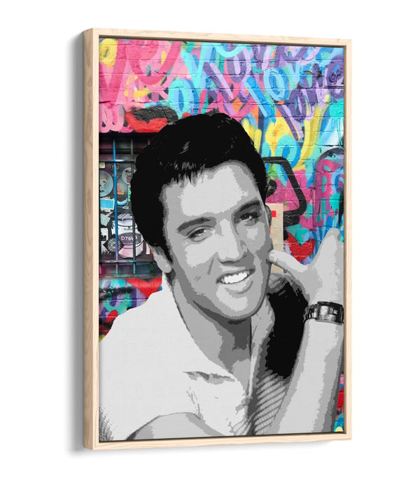 ELVIS PRESLEY GRAFFITI -FLOAT EFFECT CANVAS WALL ART PIC PRINT