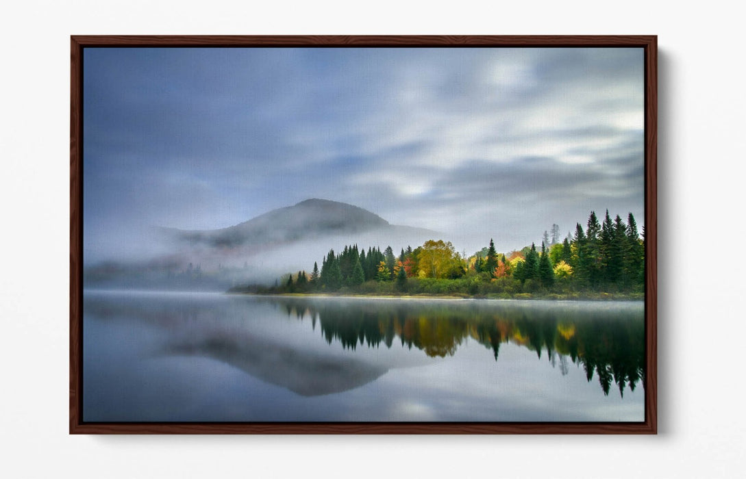 Canvas Wall Art | Lake Forest & Mountain Reflection Float Effect Print - Handmade UK