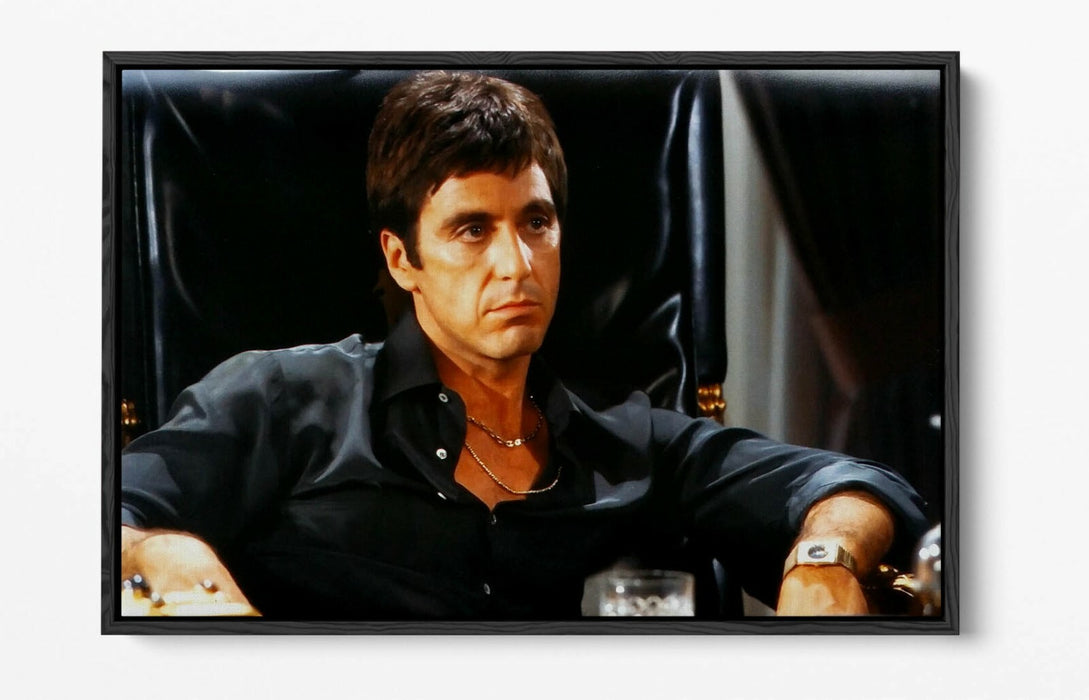 Float Effect Canvas Art – Tony Montana Scarface Black Canvas Wall Print