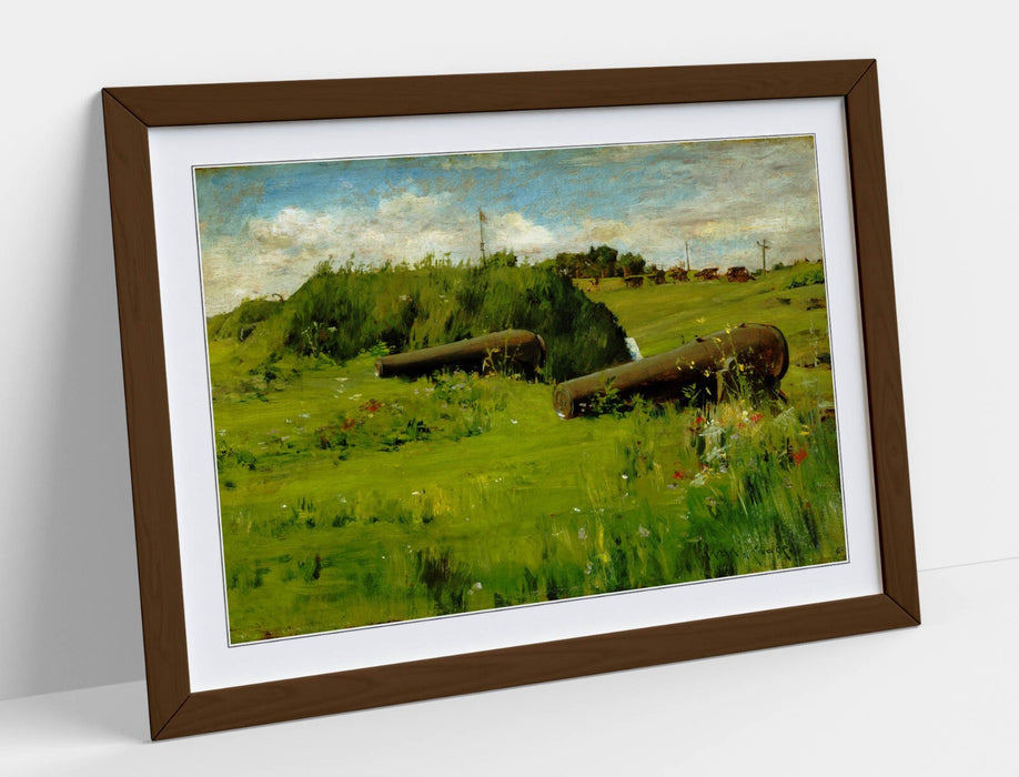Framed Art Poster - William Merritt Chase Peace At Fort Hamilton Print With Woodgrain Frame