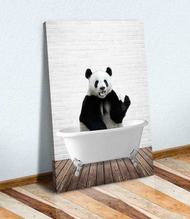 Panda Animal in Bath Bathtub CANVAS WALL ART PRINT ARTWORK PICTURE FRAMED POSTER
