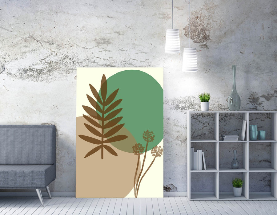 BOTANICAL LEAF BAUHAUS TRENDY MINIMALIST SAGE -CANVAS WALL ART PICTURE PRINT