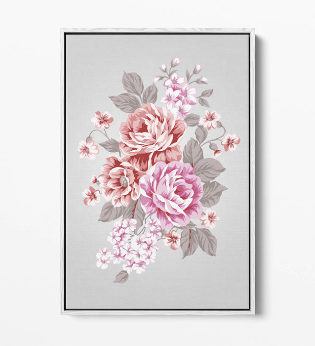 PINK RED PASTEL ROSES HOME BEDROOM DECOR FLOAT EFFECT CANVAS WALL ART PRINT