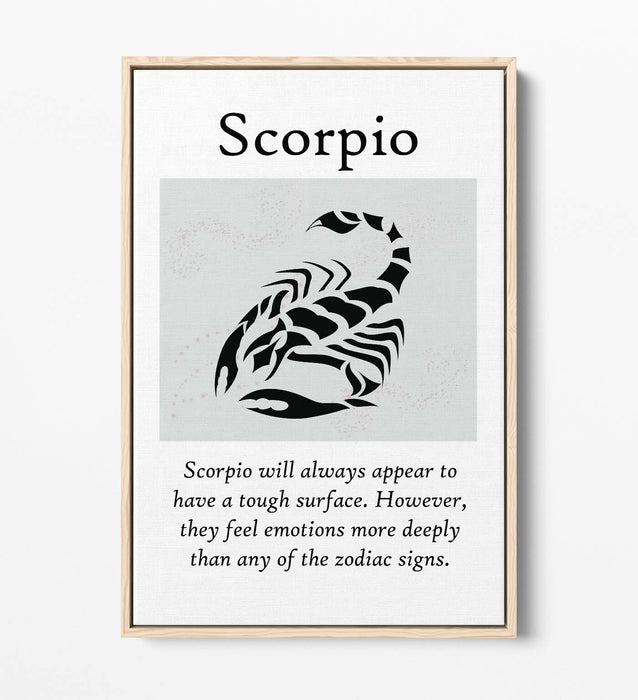 SCORPIO STAR SIGN ZODIAC ASTROLOGY QUOTE -FLOAT EFFECT CANVAS WALL ART PRINT