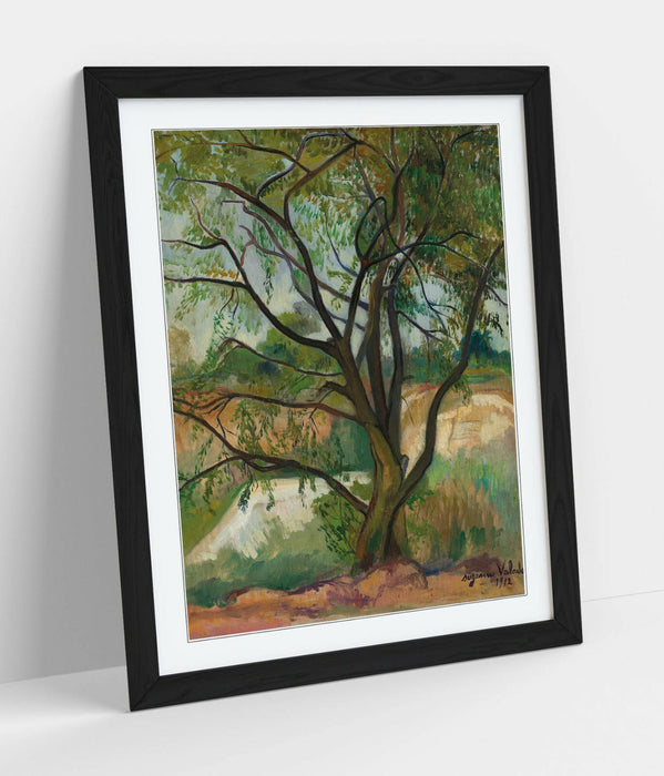 Framed Wall Art - Suzanne Valadon Tree Art Poster With Woodgrain Frame