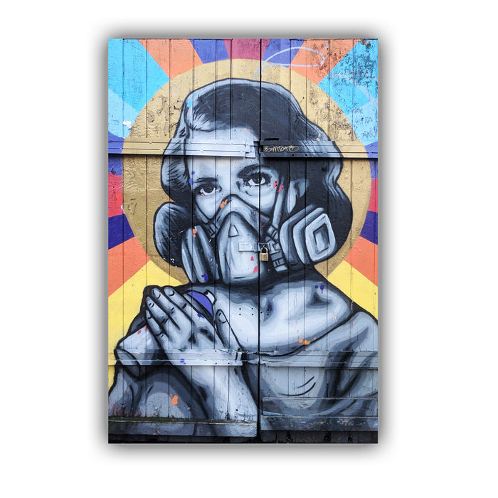 Canvas Wall Art - Woman Gas Mask Art | Premium Satin Varnish Coating