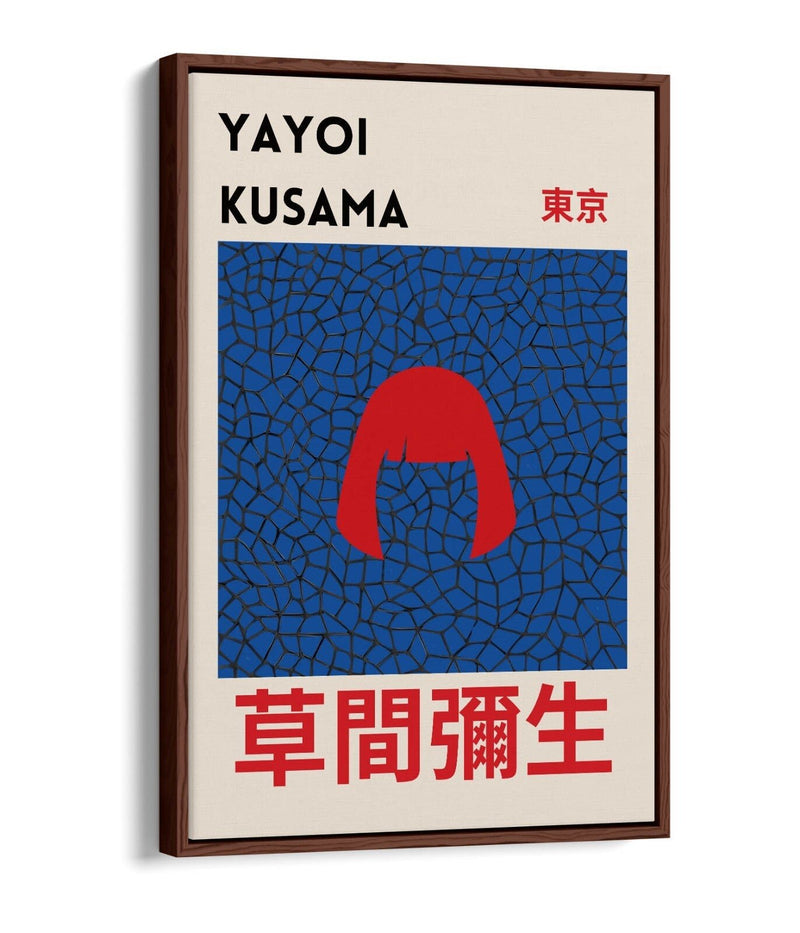 Canvas Art Print – Yayoi Kusama Red Hair Abstract Wall Art with Float Effect Frame