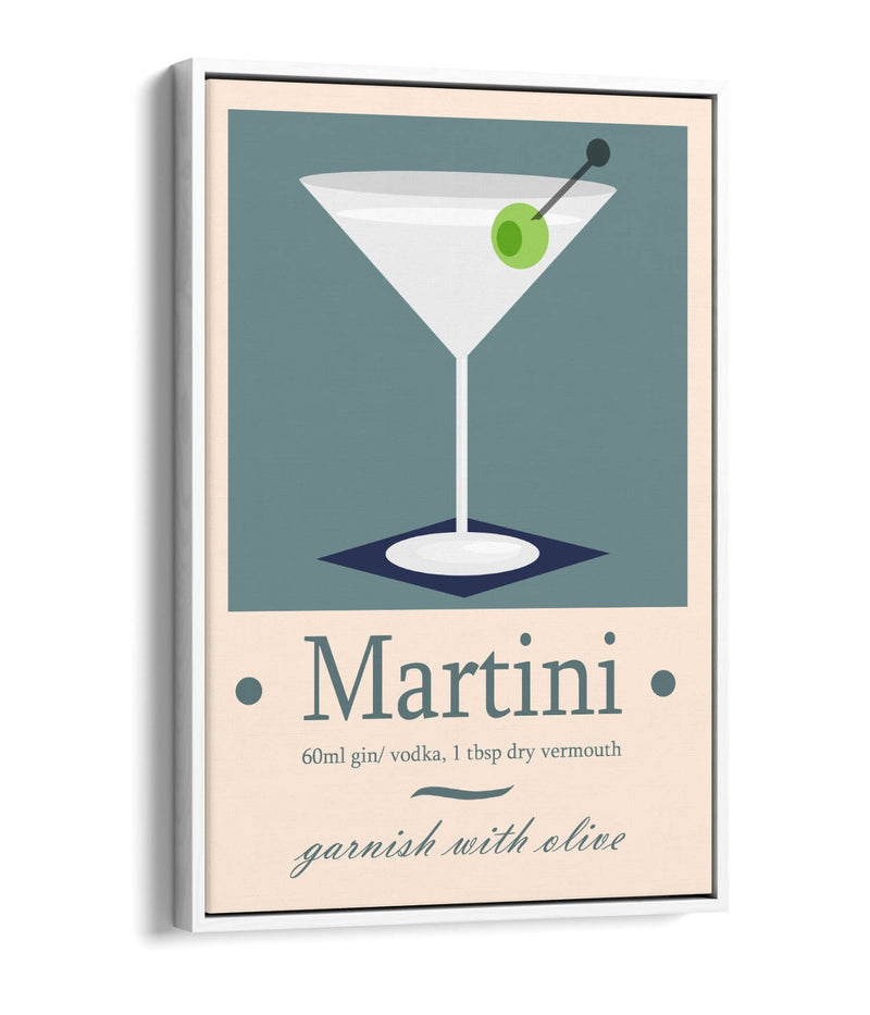 Martini Cocktail Poster - Float Effect Frame Canvas Wall Art Print | Handmade UK