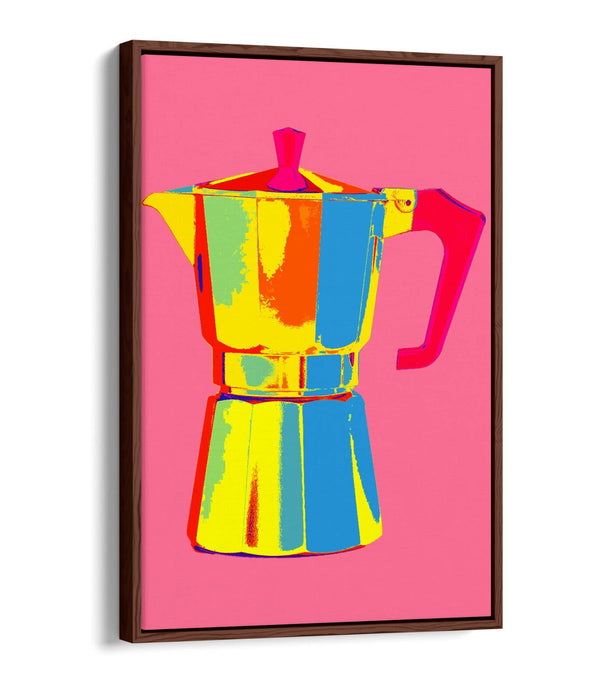 Moka Pot Coffee Poster – Vibrant Canvas Wall Art | Handmade Kitchen Decor Print