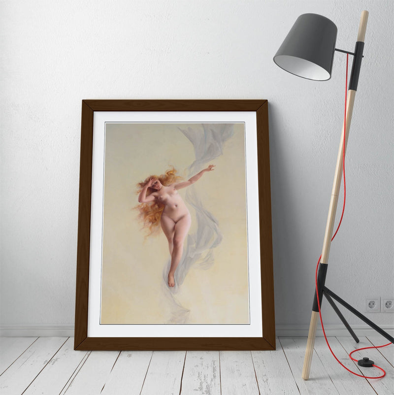 Framed Wall Art - Luis Ricardo Falero Dawn Painting Poster Print with MDF Wood Frame