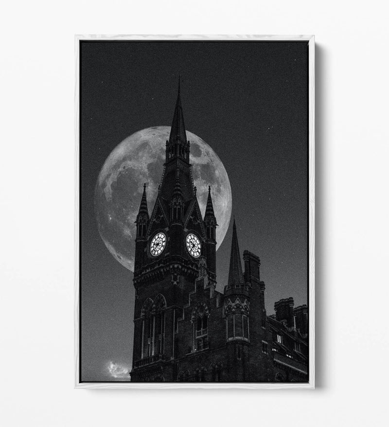 London Canvas Wall Art – Westminster Abbey Full Moon Float Effect Print