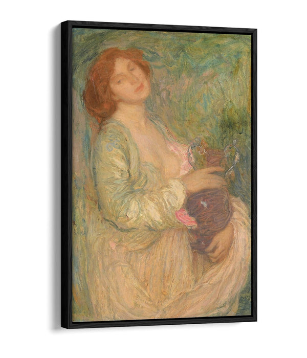 Float Effect Canvas Art – Woman With Vase Painting | Premium Varnish Finish