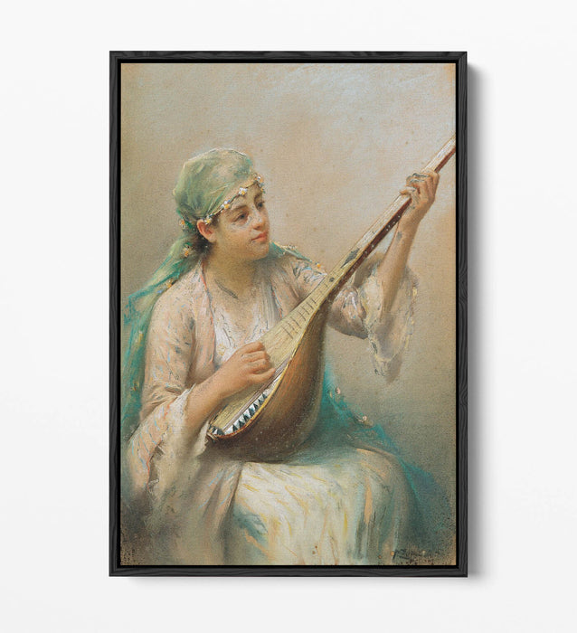 Float Effect Canvas Art - Woman Playing Instrument | Premium 30mm Deep Frame